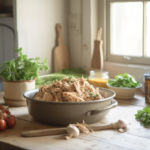 Mississippi Chicken in a slow cooker with fresh ingredients