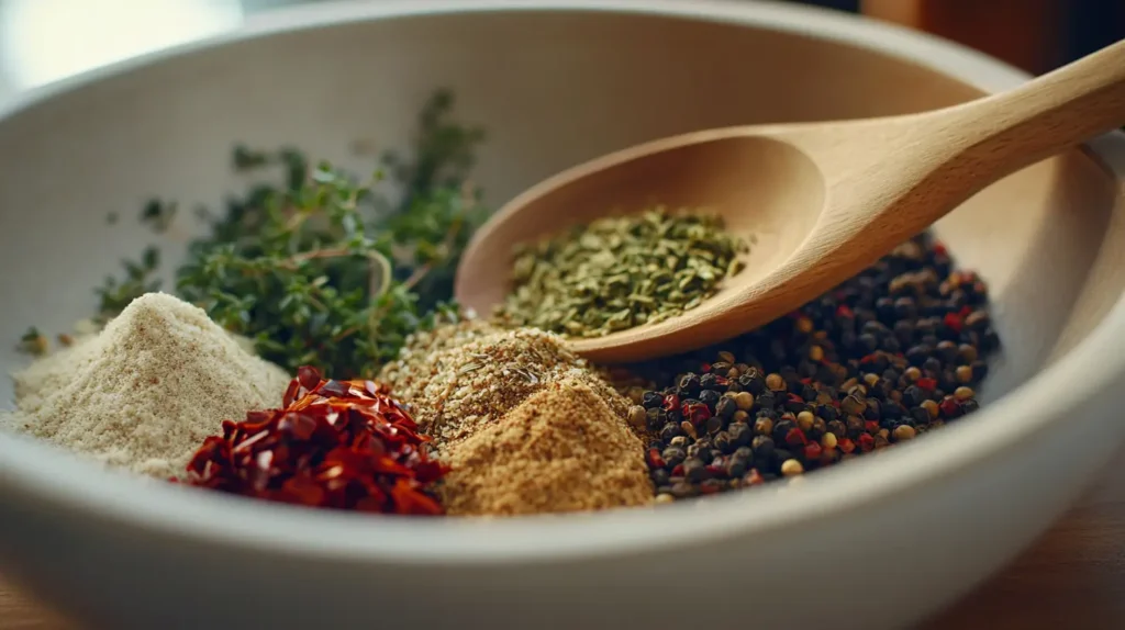Essential ingredients for making breakfast sausage seasoning.