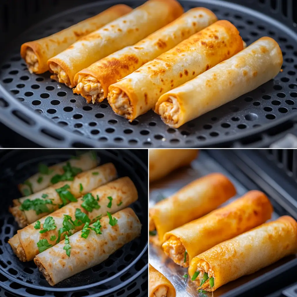 Step-by-step air fryer chicken taquito preparation