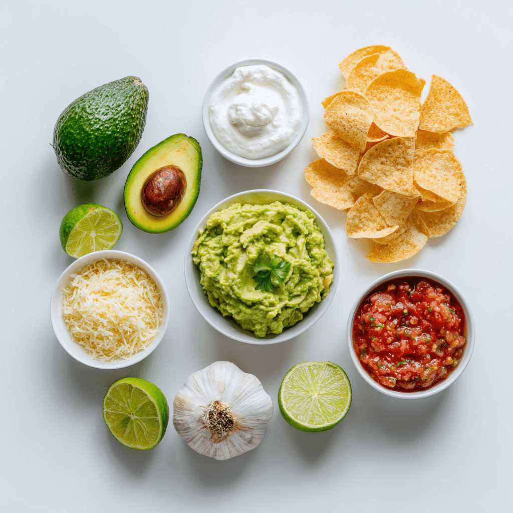 Ingredients for Frankenstein Guacamole Dip Cups