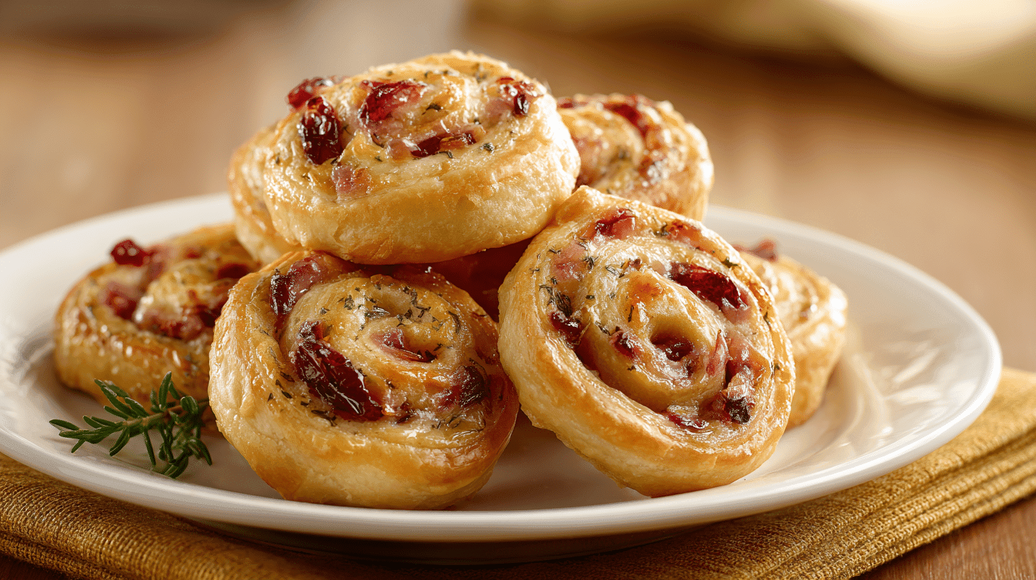 Turkey & Cranberry Pinwheels on parchment paper