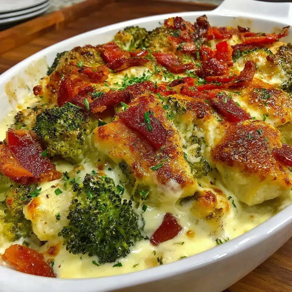 Creamy Low Carb Chicken Casserole with Broccoli and Bacon