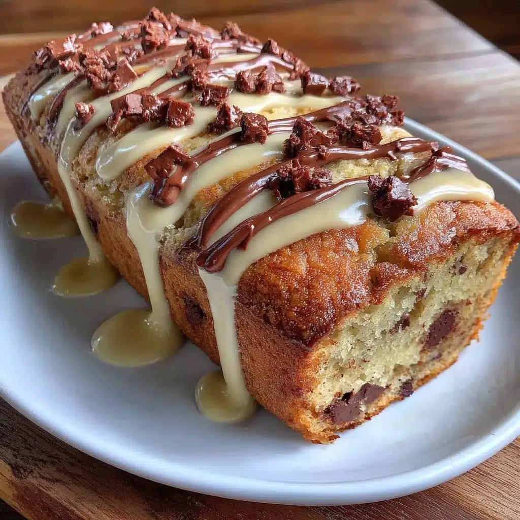 Slice of homemade chocolate chip banana bread on a wooden table