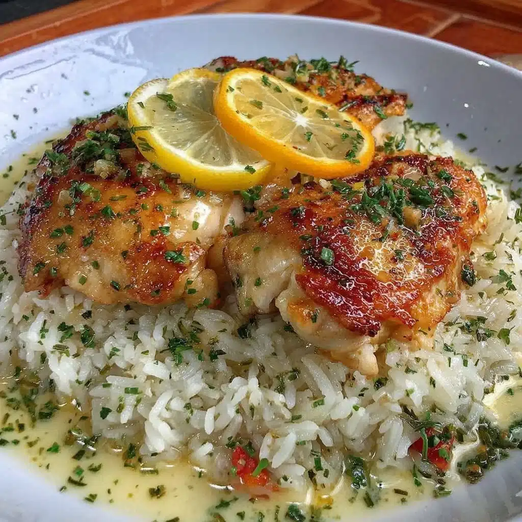 Slow Cooker Lemon Herb Chicken served with rice