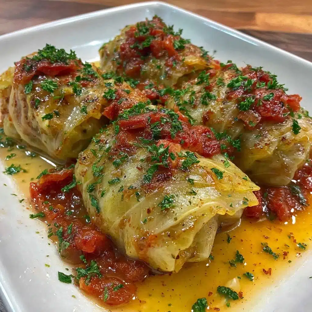 Slow cooker unstuffed cabbage rolls in a bowl with fresh herbs