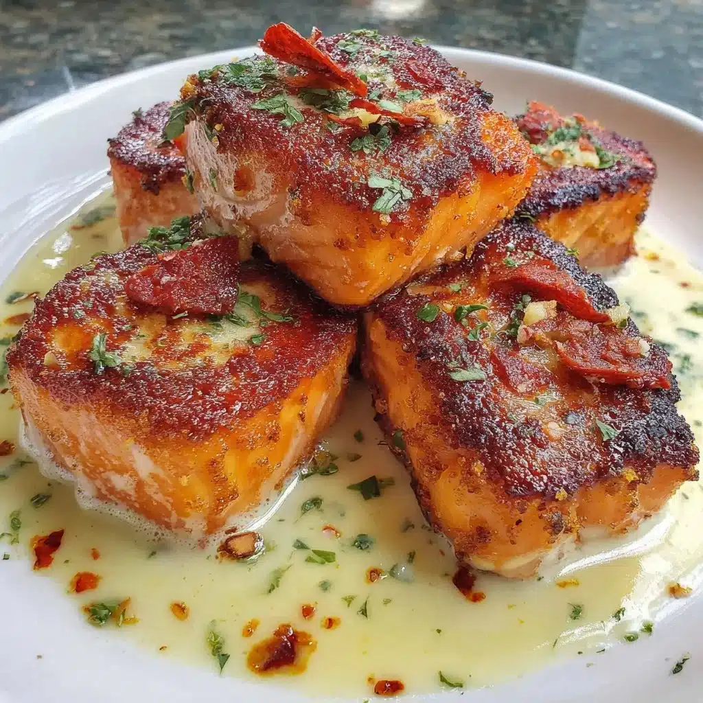 Air fryer garlic and smoked paprika salmon bites served in a bowl