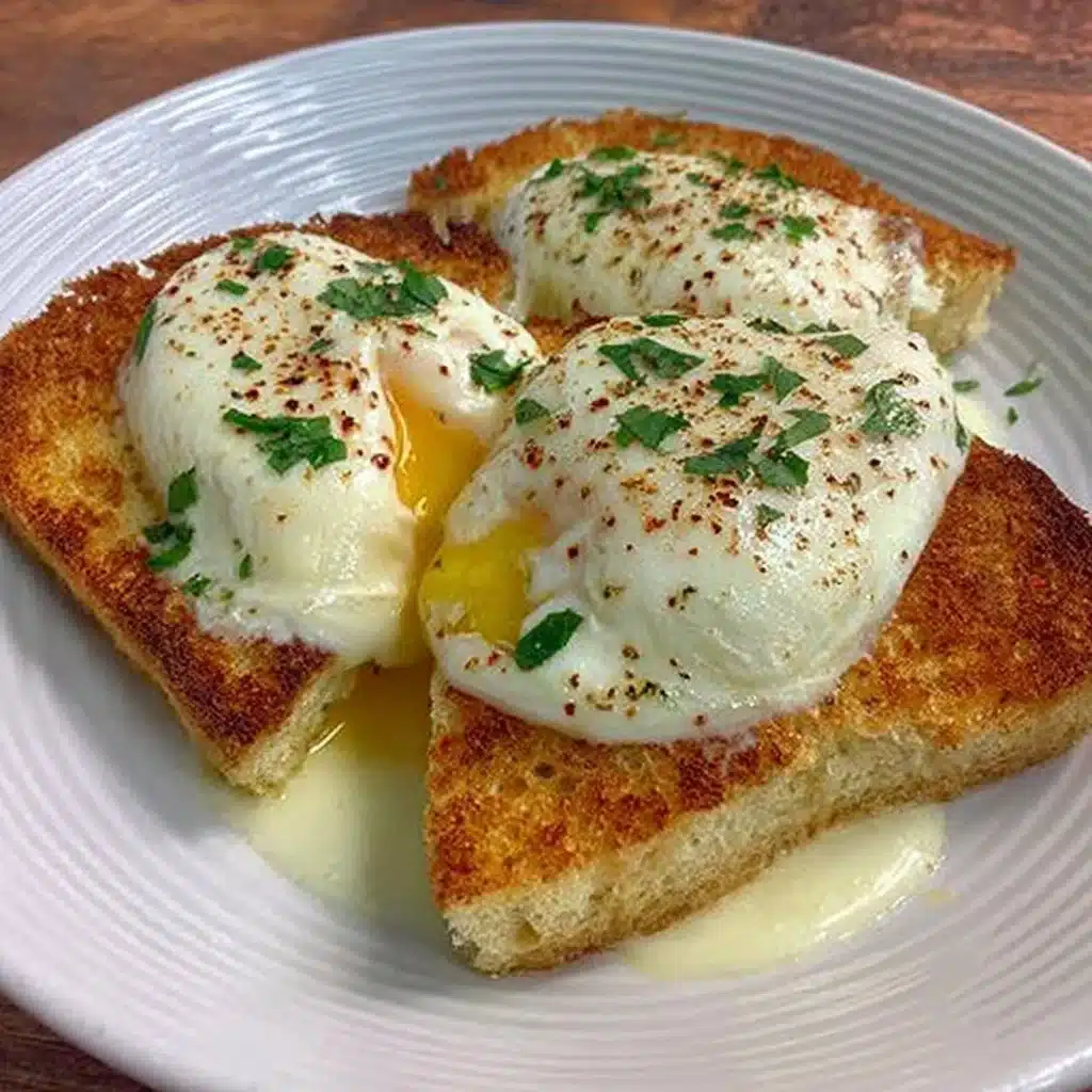 Perfectly air-fried poached eggs served on toast