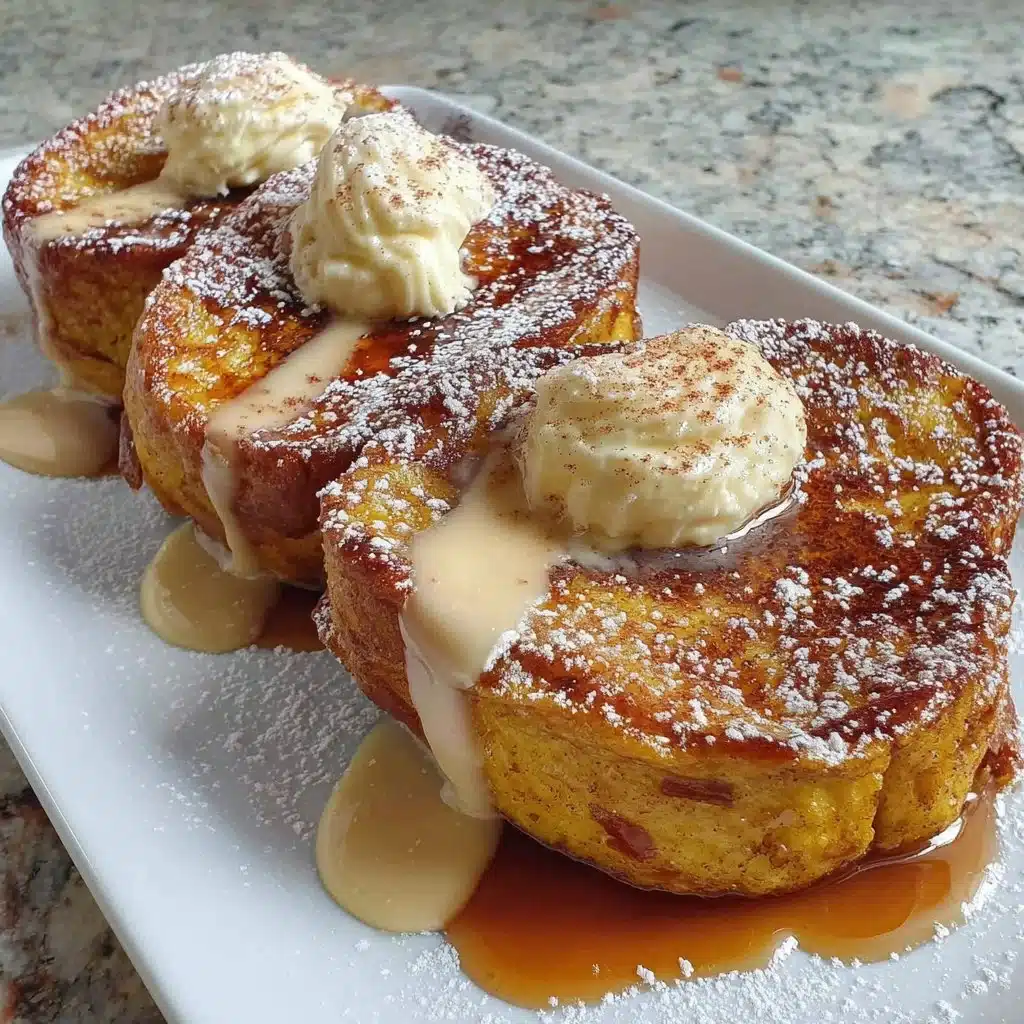 Delicious Air Fryer Pumpkin French Toast topped with maple syrup and spices