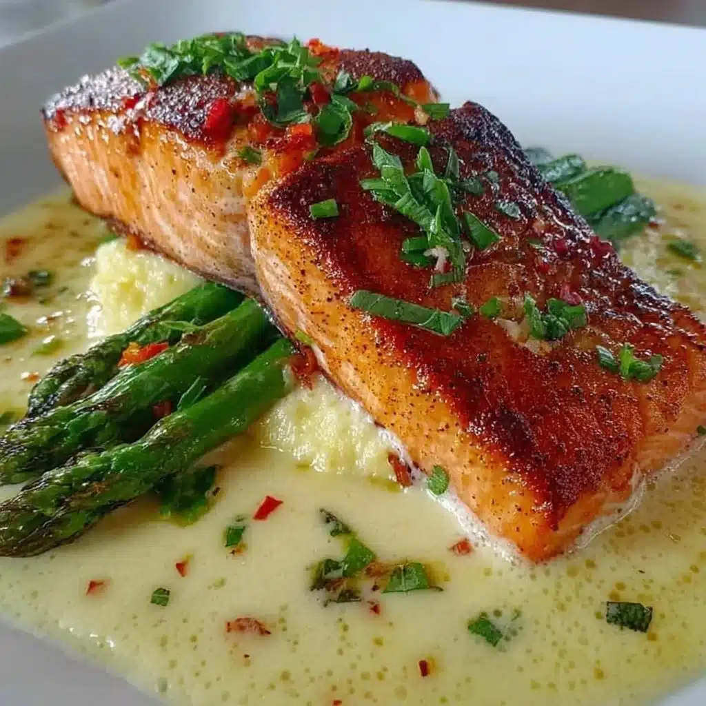 Air Fryer Salmon garnished with herbs on a plate
