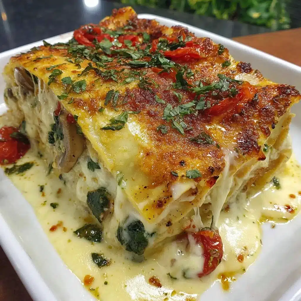 Easy Creamy Spinach Mushroom Lasagna