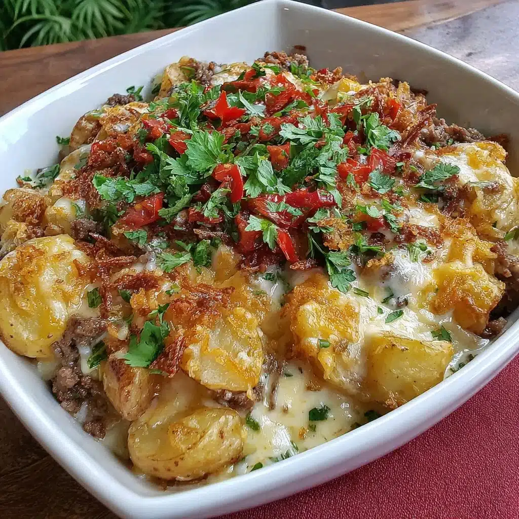 Cheesy taco potatoes topped with cheese and spices