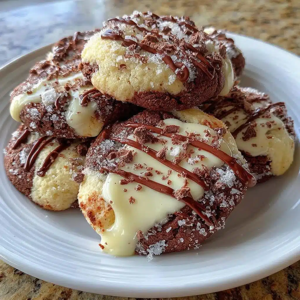 Delicious Chocolate Marshmallow Cookies with a swirled chocolate design