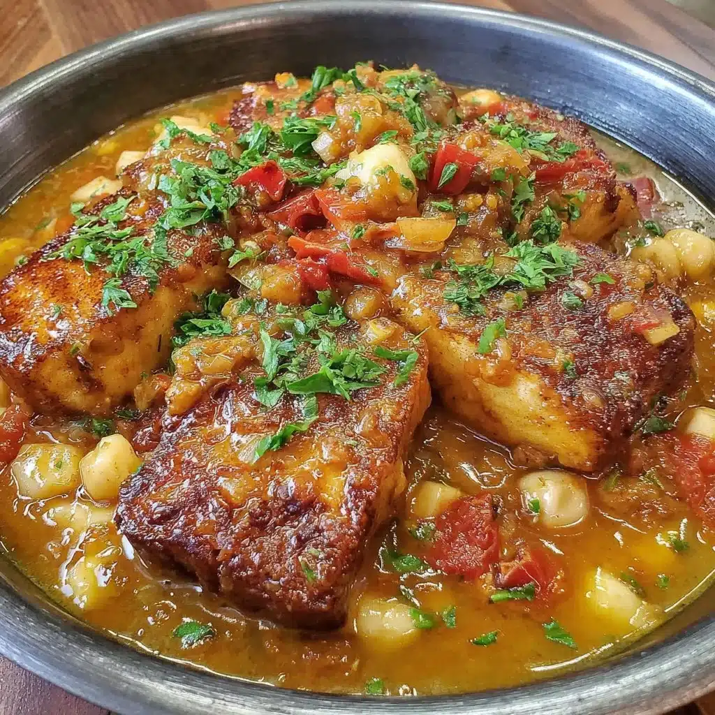 Classic Spicy Moroccan Fish in a rich, flavorful sauce served on a plate