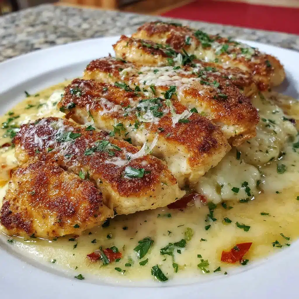 Creamy Garlic Parmesan Chicken Breast garnished with herbs