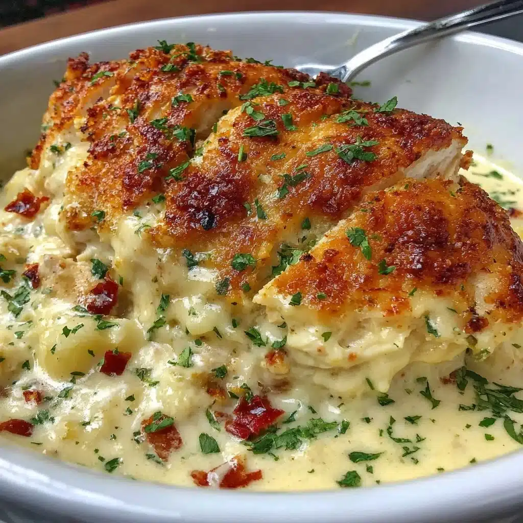Creamy low carb chicken casserole dish with vegetables and cheese