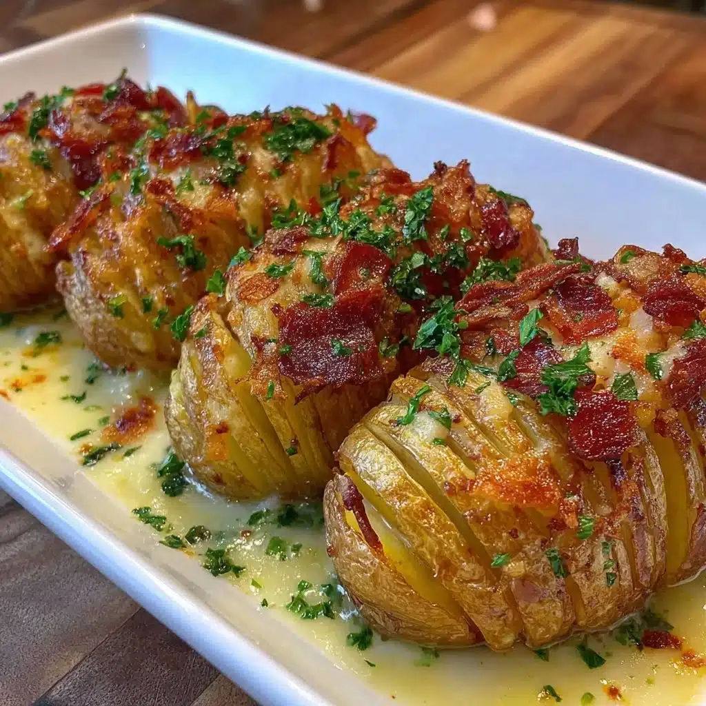 Crispy air fryer Hasselback potatoes served on a plate