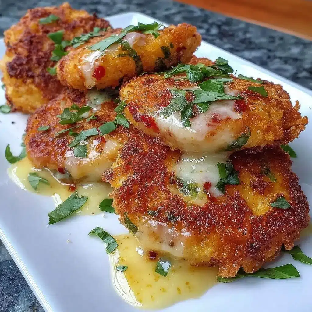 Crispy cheesy chicken ranch patties served on a plate with dipping sauce