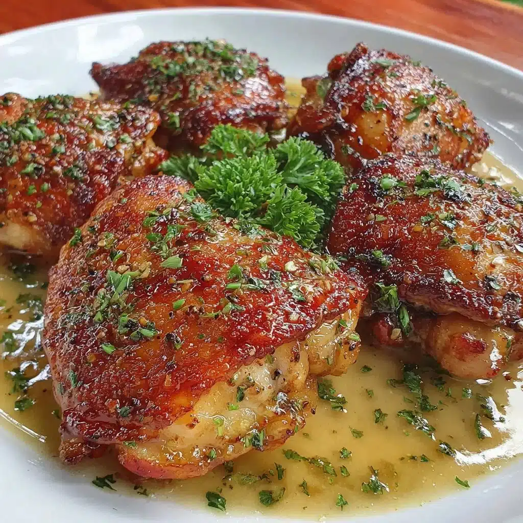 Delicious Honey Garlic Lemon Pepper Chicken Thighs served with vegetables