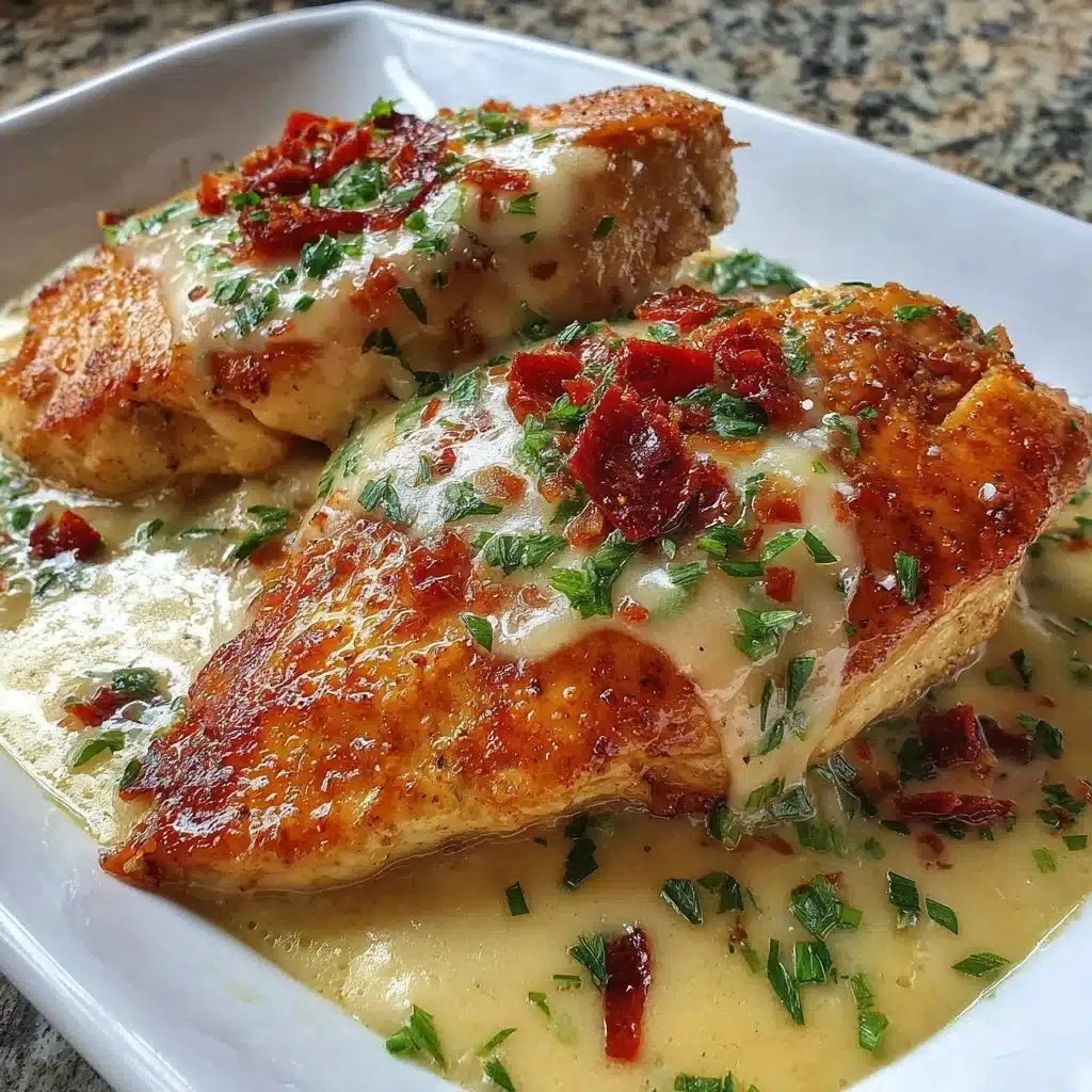Plate of Korean chicken breasts garnished with sesame seeds and green onions.