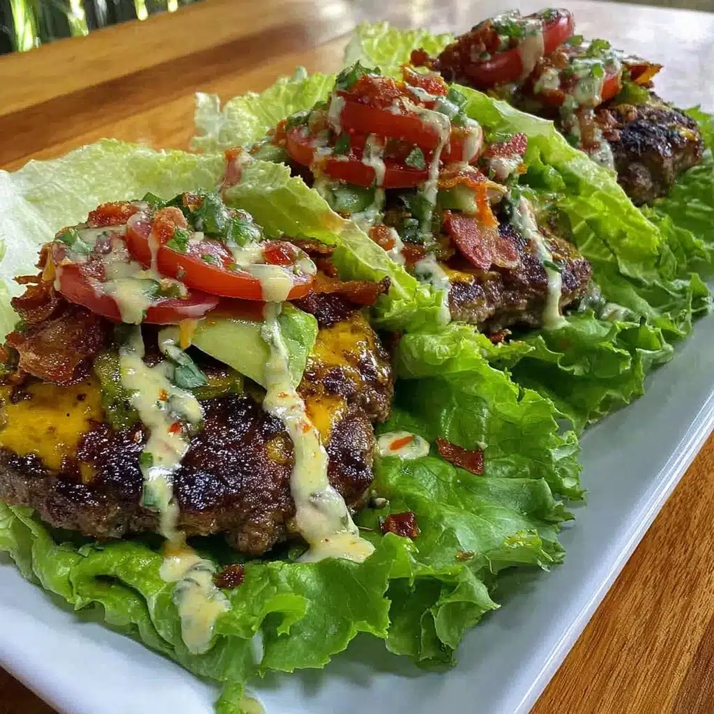 Lettuce wrap burgers filled with fresh ingredients and served on a plate