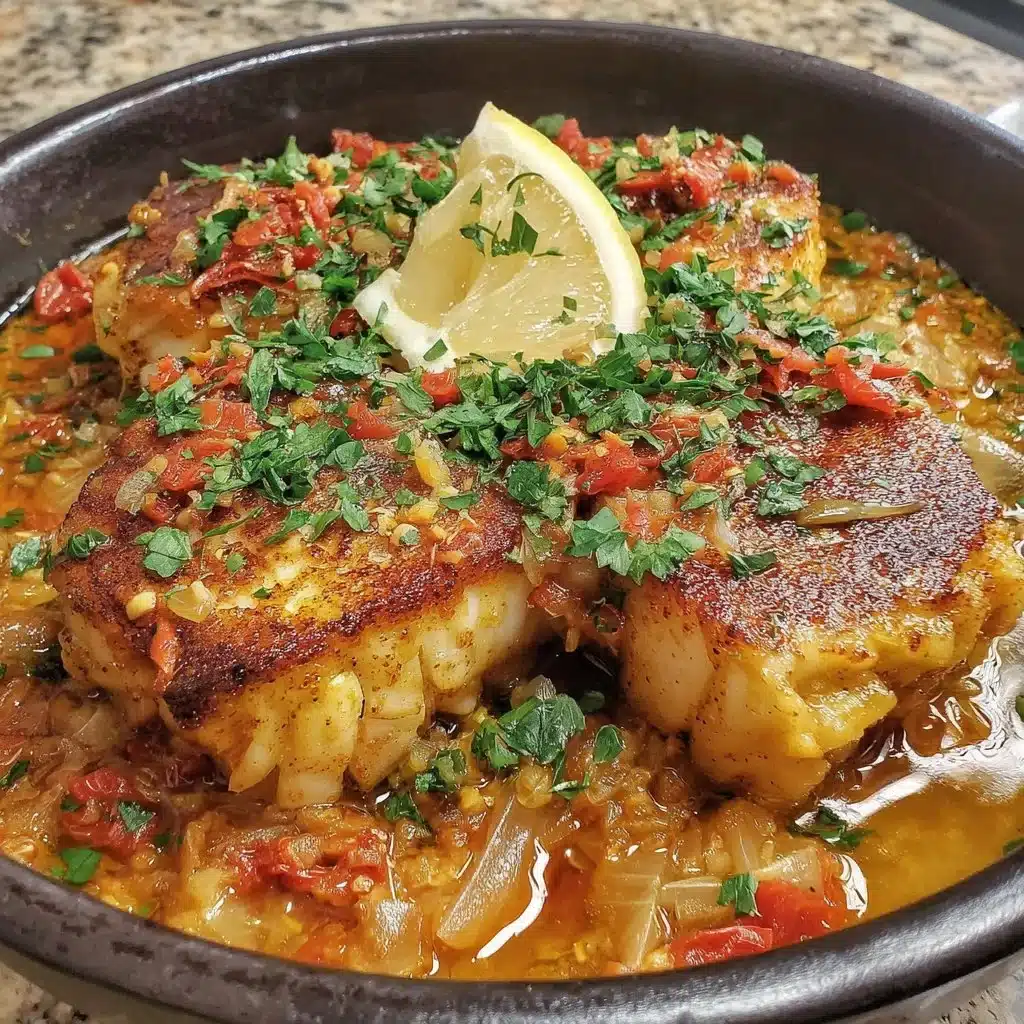 Moroccan fish tagine with ginger and saffron served in a traditional pot.