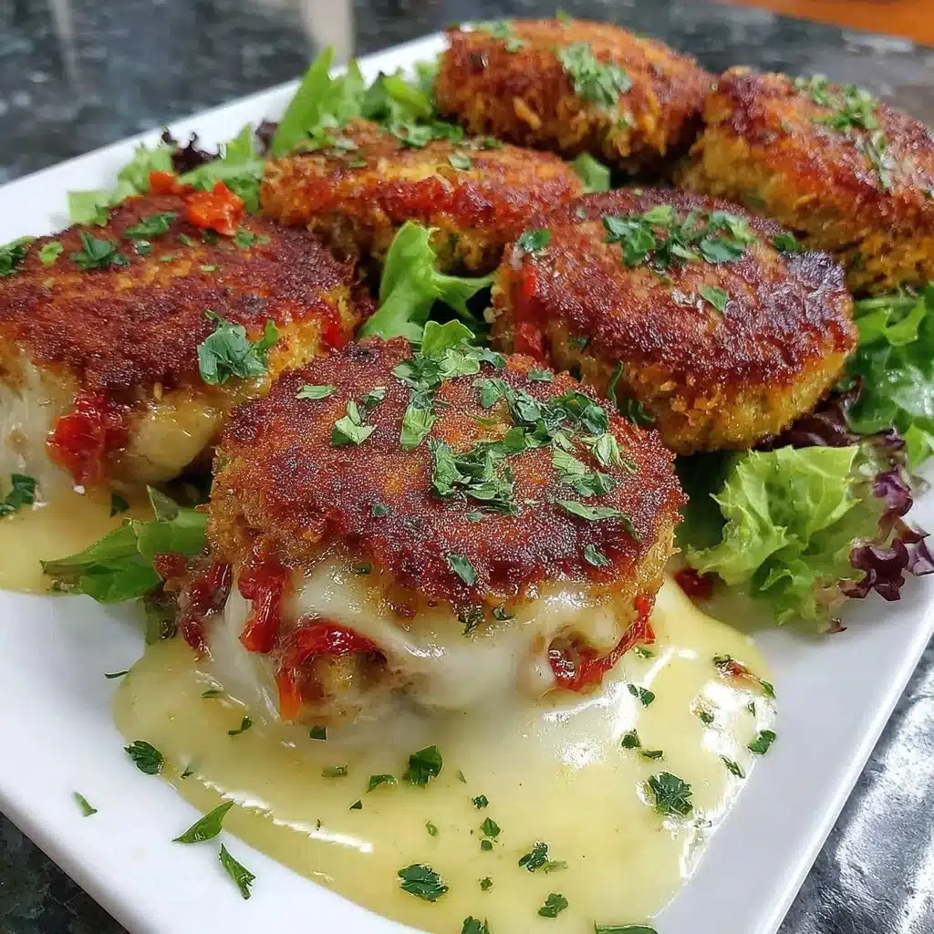 Delicious Tuna Melt Patties served on a plate with melted cheese and herbs