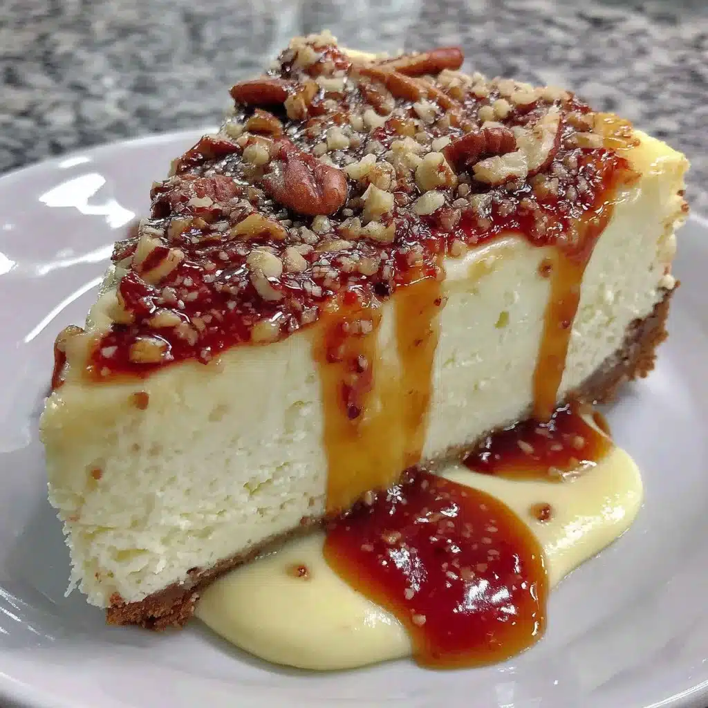 Vampire Bite Red Velvet Cheesecake with caramel and pecans