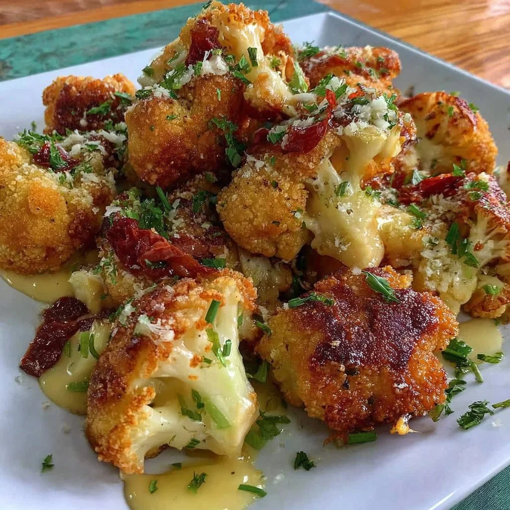 Air-fried crispy cauliflower dish served on a plate