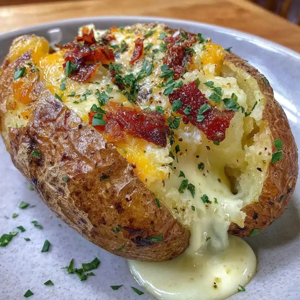Air fryer baked potato with crispy skin and fluffy interior