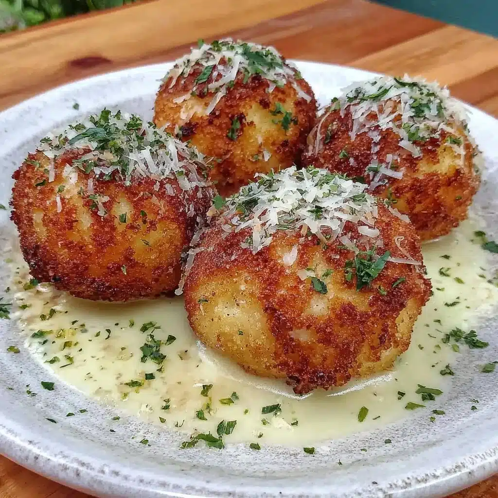 Air fryer cheese and pepper arancini served on a plate