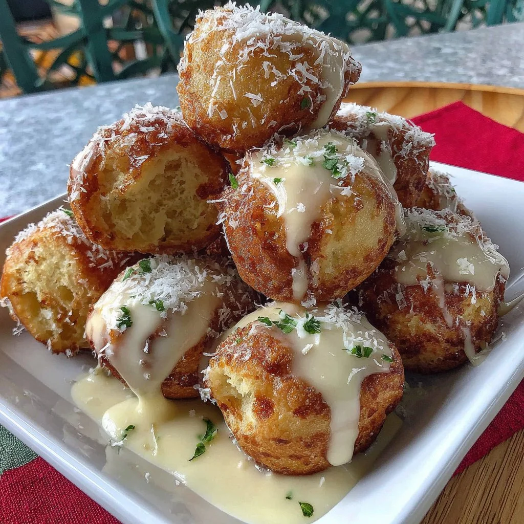Delicious air fryer donut holes served on a plate.