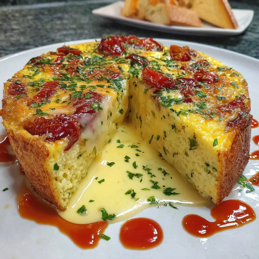 Delicious air fryer frittata with veggies and cheese cooked to perfection