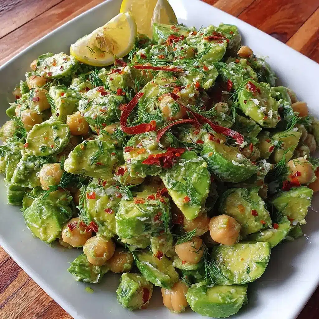 Chickpea avocado cucumber salad drizzled with lemon dressing