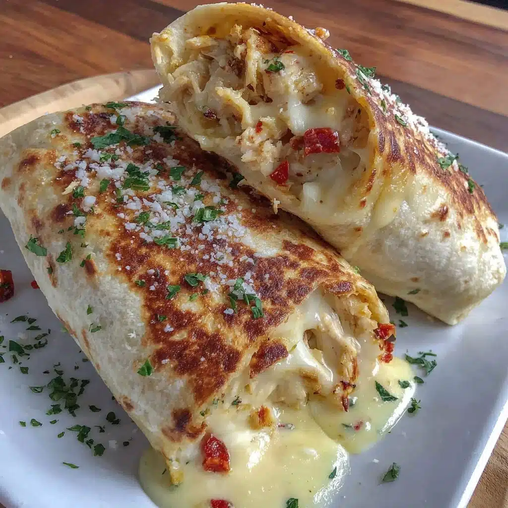Delicious easy cheesy garlic chicken wraps ready to be served