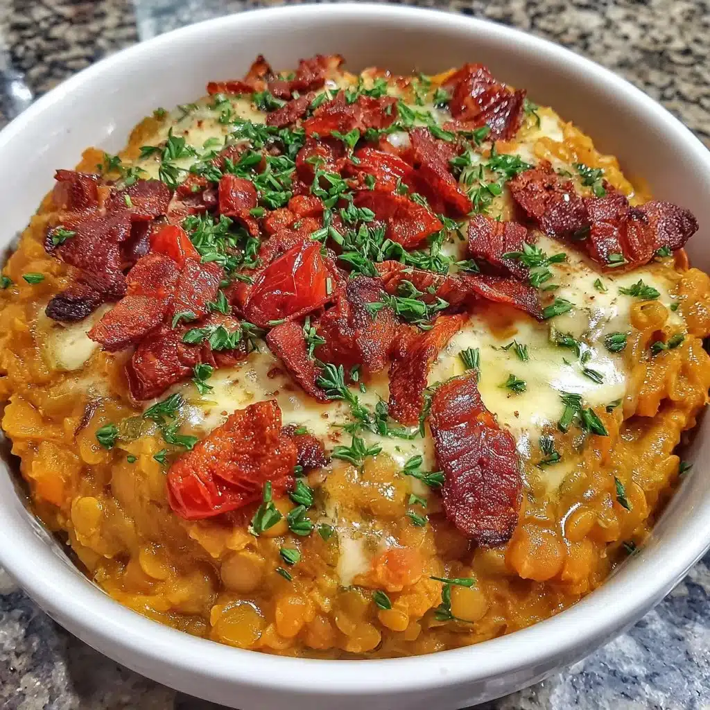A colorful Healthy Sweet Potato Lentil Bowl with greens, beans, and spices.