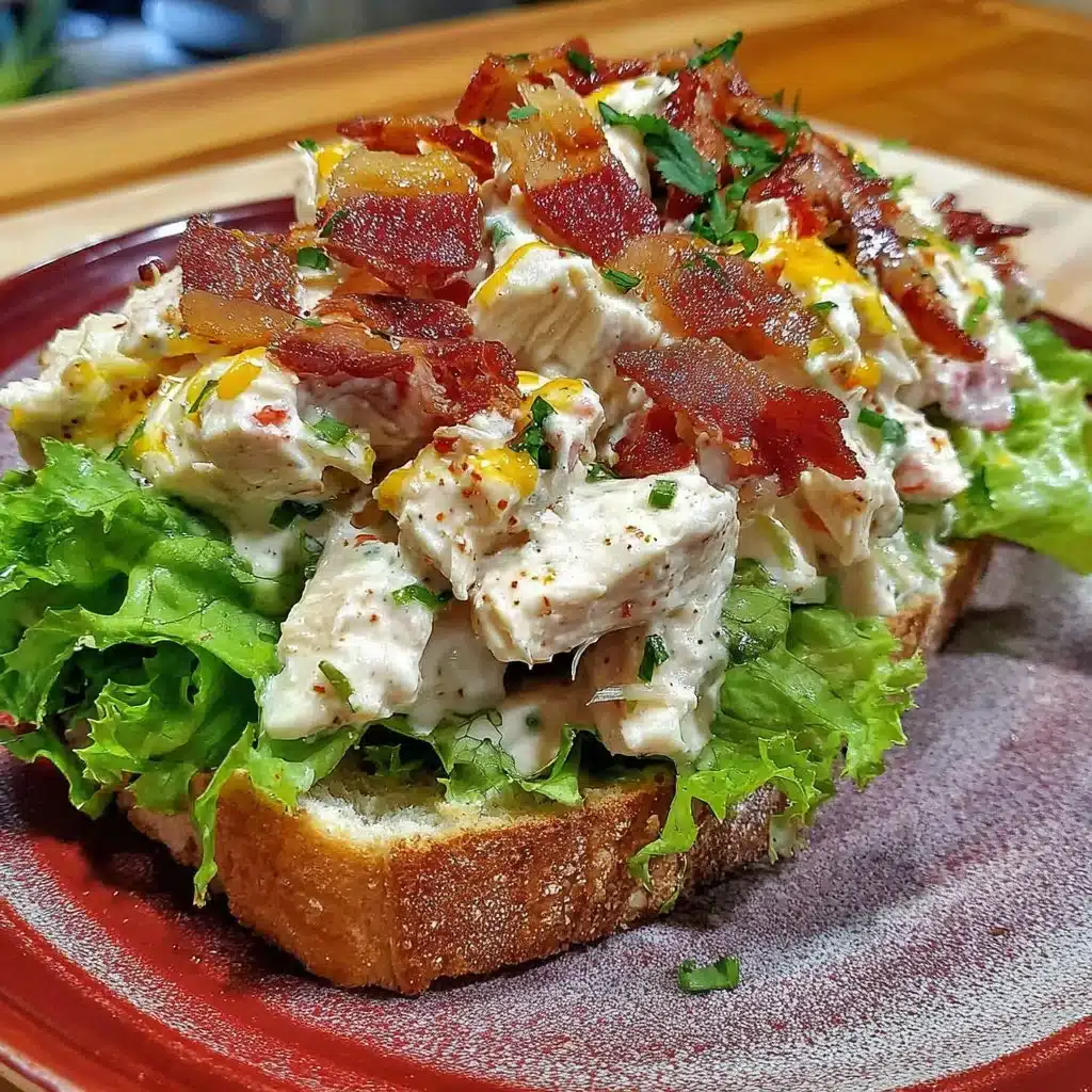 Savory BLT Chicken Salad with chicken, bacon, and fresh toppings
