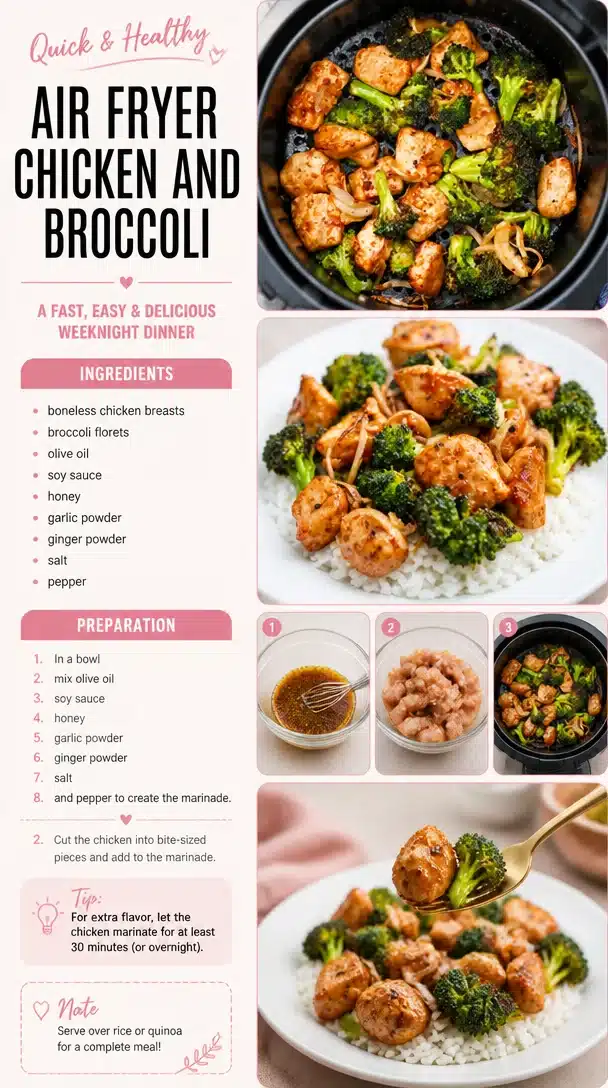 Air Fryer Chicken and Broccoli dish served on a plate