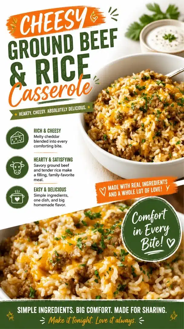 Cheesy Ground Beef and Rice Casserole