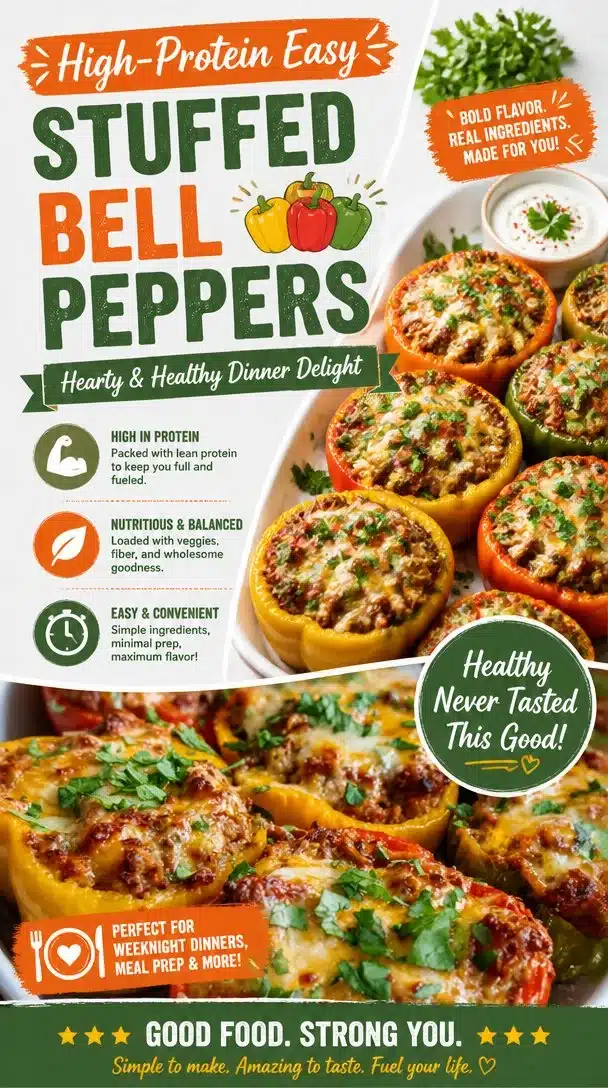 High-Protein Easy Stuffed Bell Peppers - Hearty & Healthy Dinner Delight