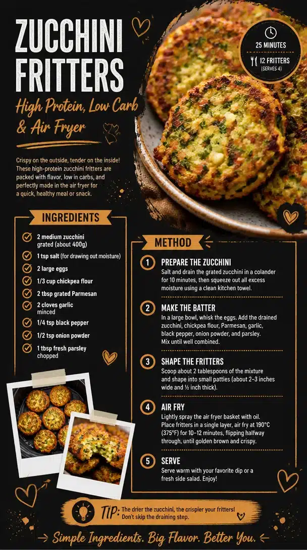 Zucchini Fritters - High Protein, Low Carb & Air Fryer