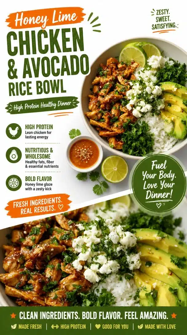 Honey Lime Chicken & Avocado Rice Bowl