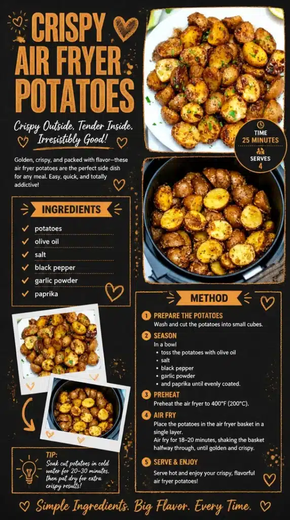 Crispy air fryer potatoes served in a bowl with herbs