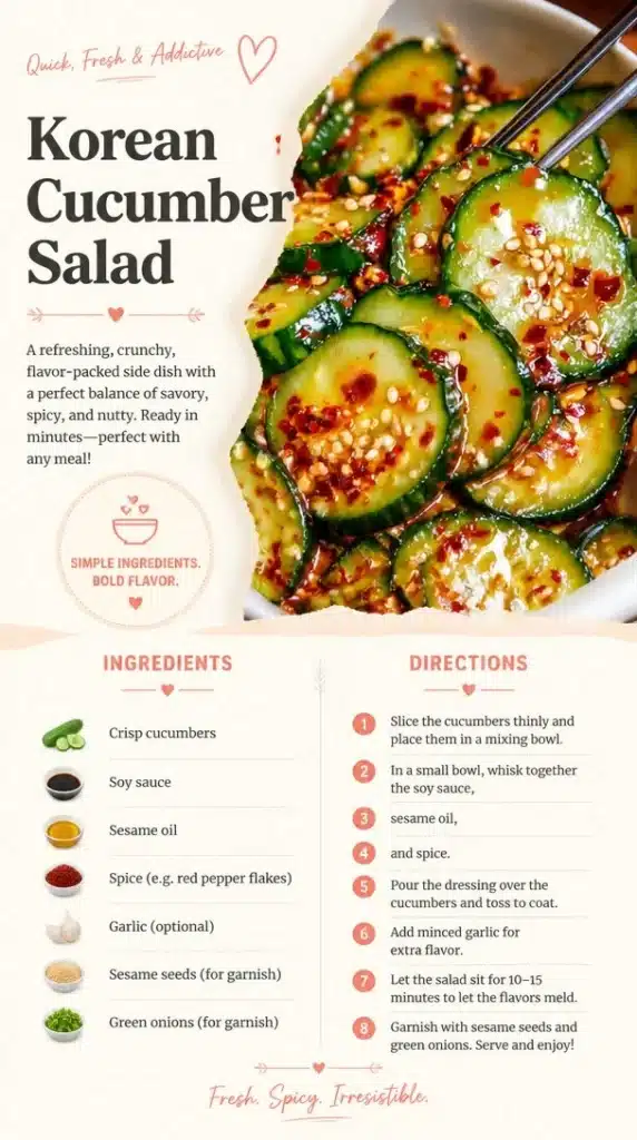 Delicious Korean Cucumber Salad with vibrant vegetables and sesame seeds