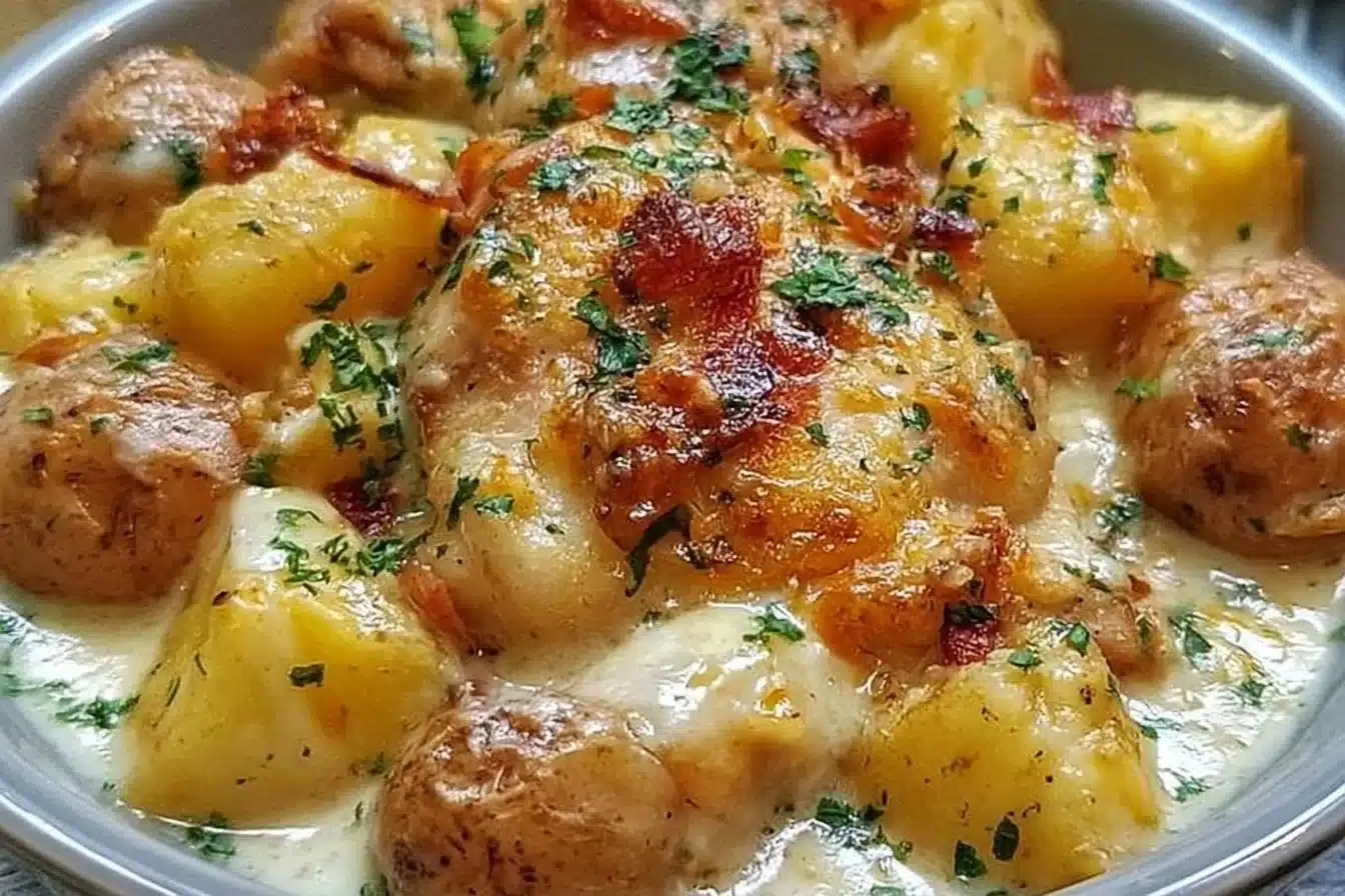 Garlic Parmesan Crockpot Chicken and Potatoes