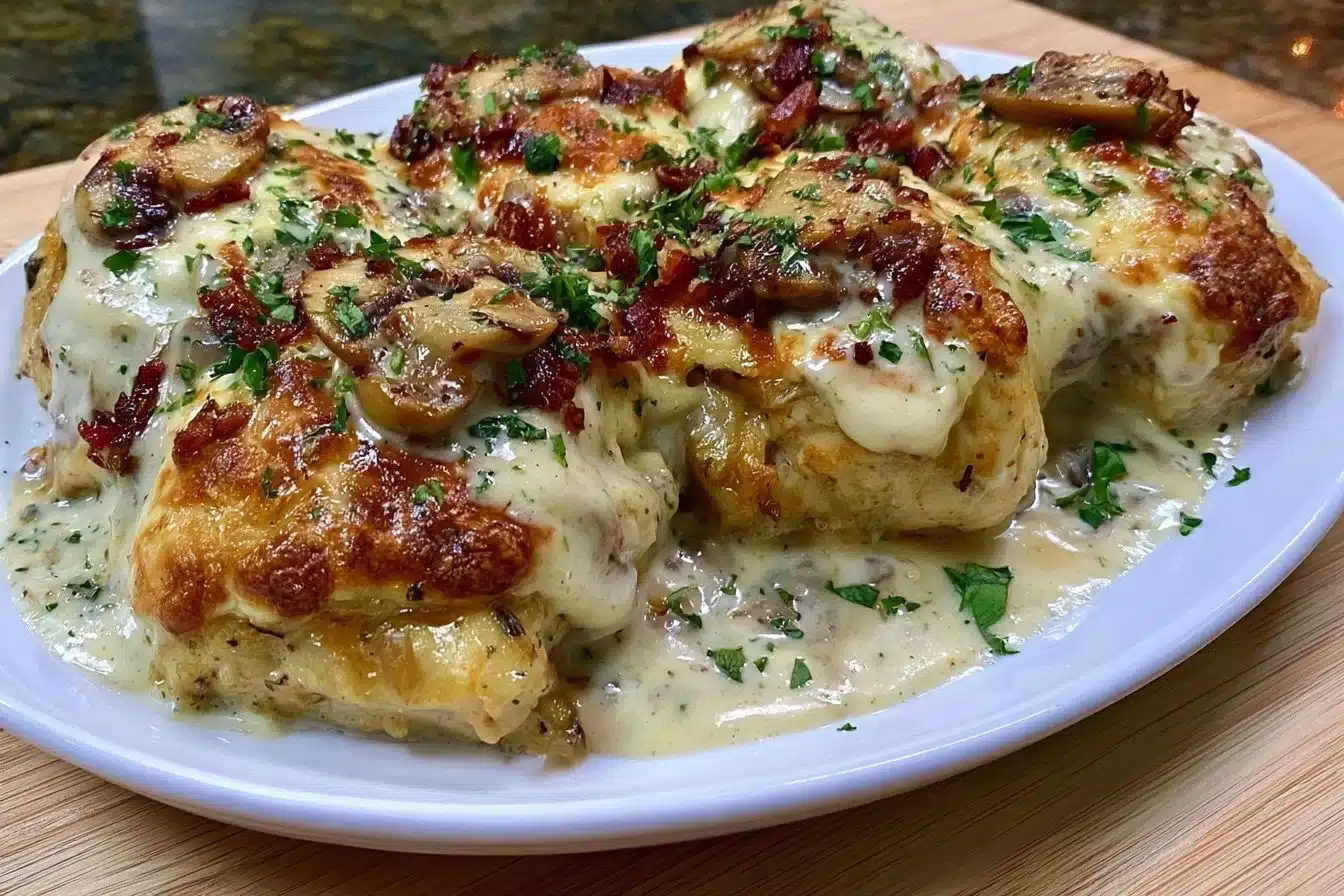 High Protein Keto Garlic Mushroom Chicken Casserole