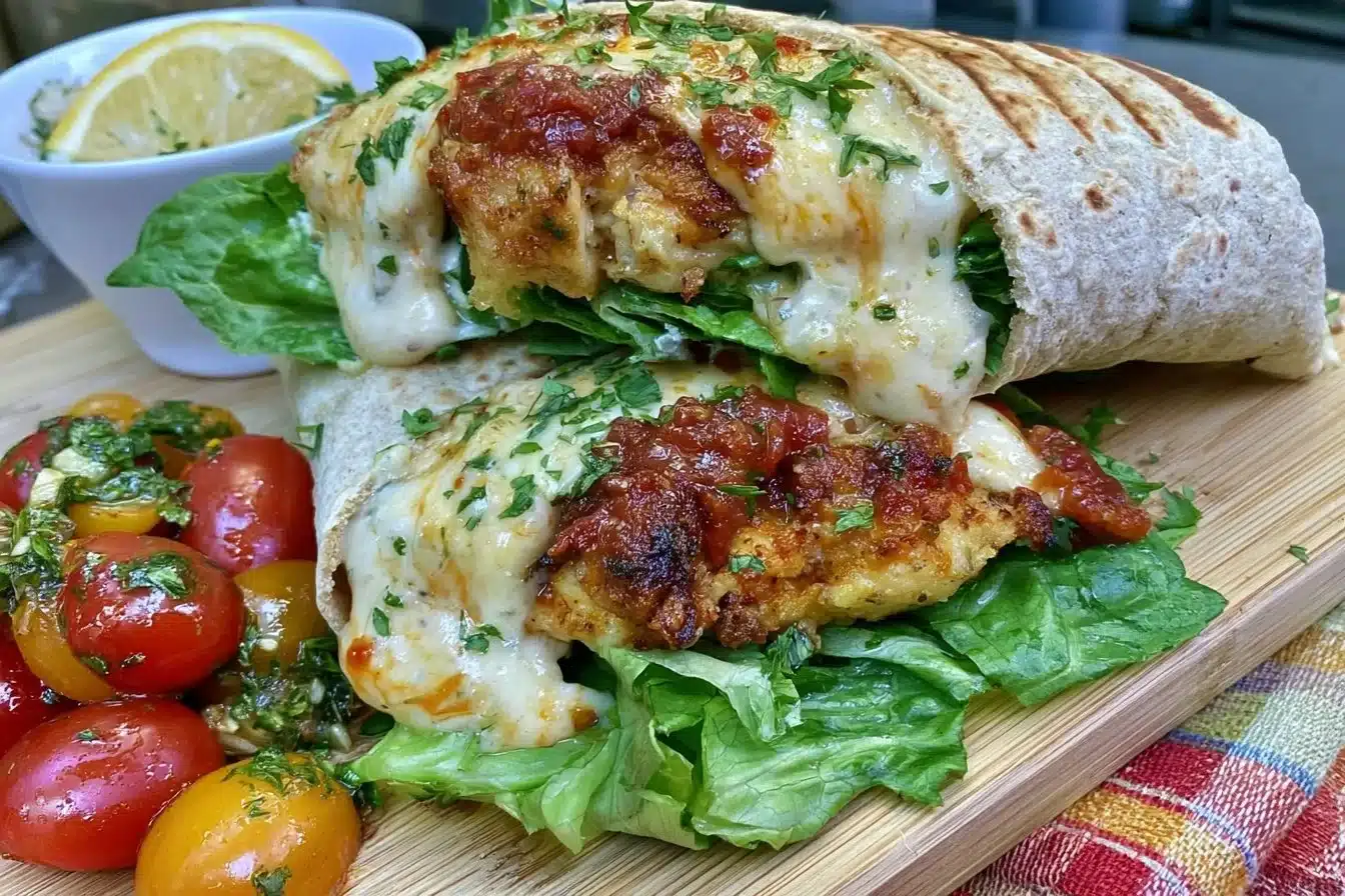 Keto Cheesy Garlic Chicken Wraps