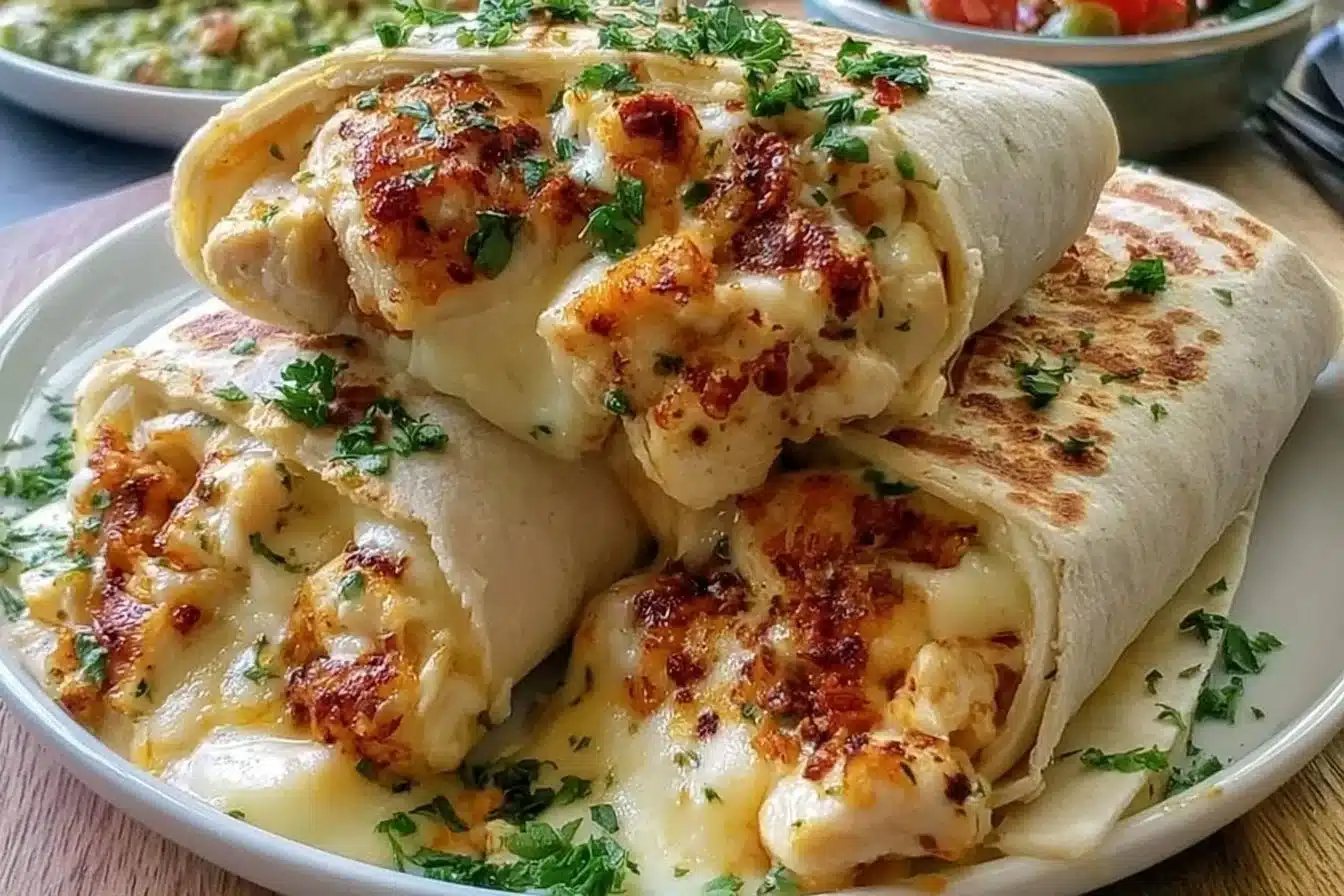 Low Carb Cheesy Garlic Chicken Wraps
