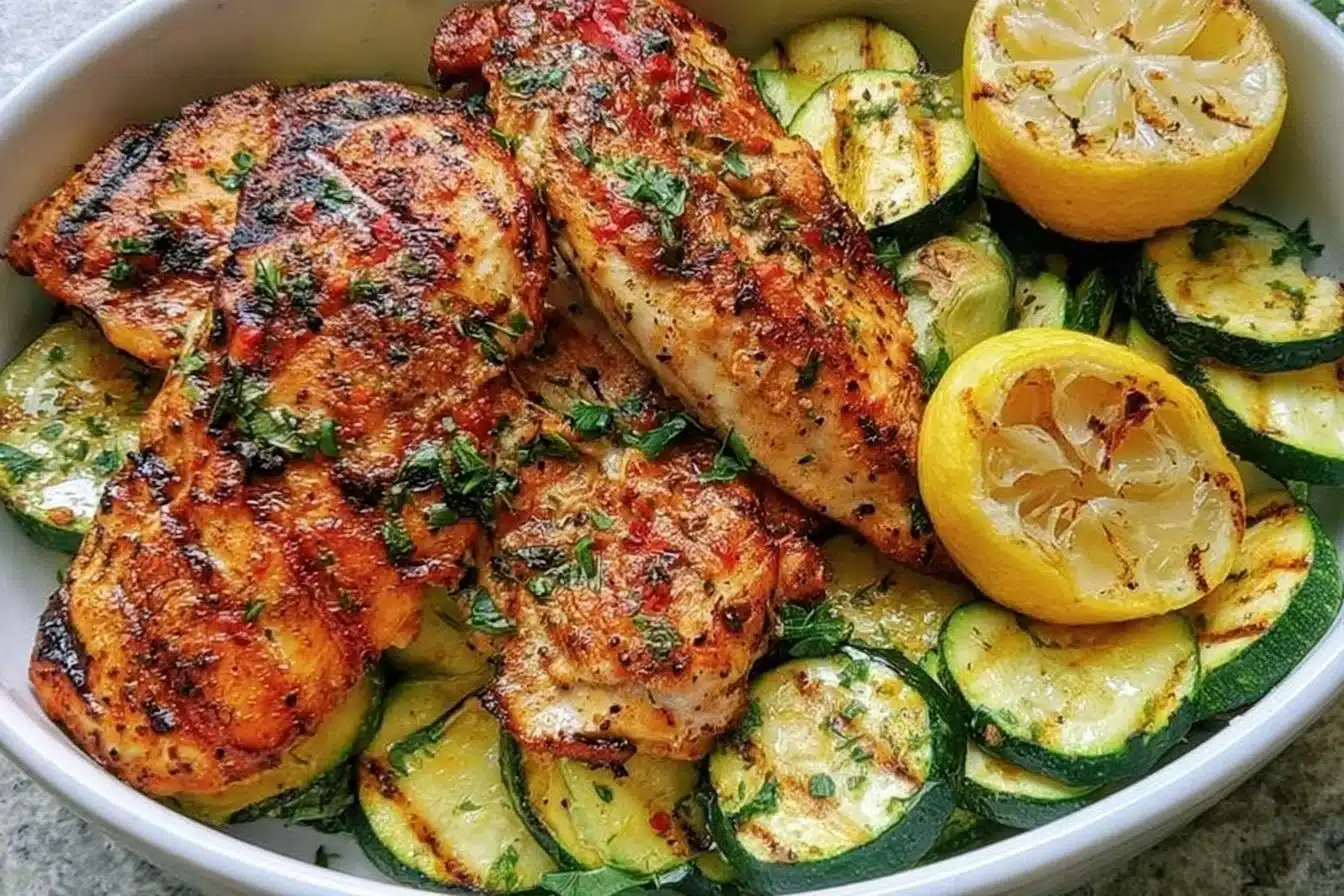 Asado Chicken with Lemon Zucchini Sauté