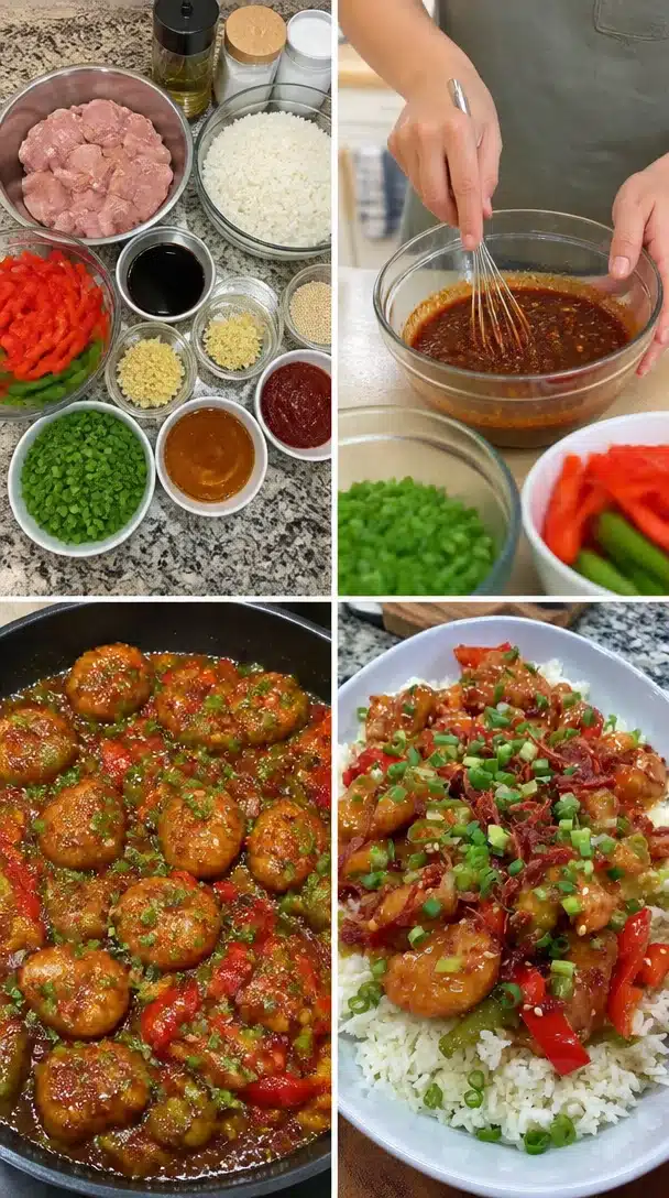 Delicious Korean BBQ Chicken Bowl with colorful vegetables and toppings