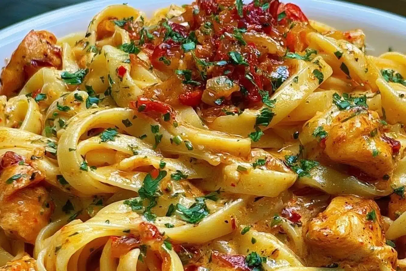 Delicious Cowboy Butter Chicken Pasta served in a bowl, perfect for weeknight dinners.